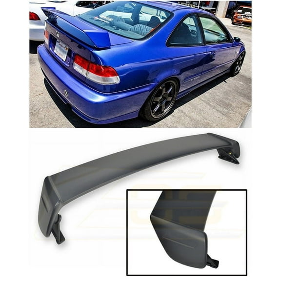 Extreme Online Store for 1996-2000 Honda Civic 2Dr Coupe | EOS Mugen Style JDM ABS Plastic Primer Black Rear Trunk Lid Wing Spoiler