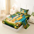 thumbnail image 2 of Castle Fairy Night Tropical Surfboard Twin Sheets 3pcs,Plumeria Palm Beach Print Bedding,Navy Orange,1 Fitted Sheet,1 Flat Sheet and 1 Pillowcase, 2 of 6