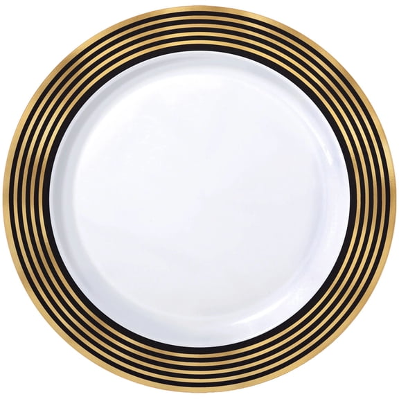 Hot-Stamped Plastic Plate Gold Stripe - 10 1/4" | Gold | 20 Pcs.
