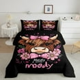 thumbnail image 2 of jejeloiu Pink Bowknot Daisy Bedding Comforter Set,Cute Highland Cow Twin Comforter Sets,Country Farm Animal Bedding Set For Girls Kids,Luxury Bedroom Decor Reversible,2pcs, 2 of 8