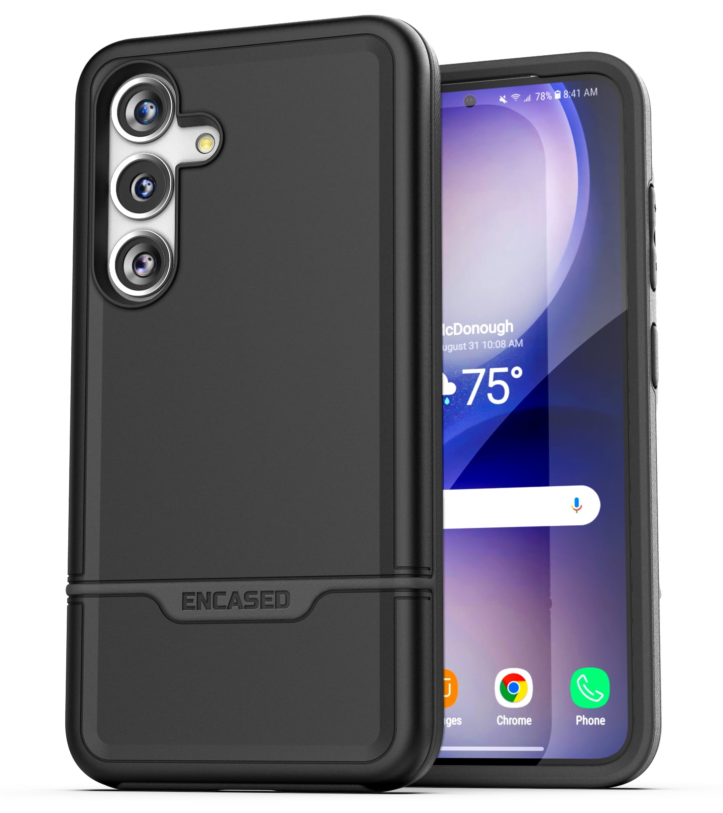 Encased Rebel Designed for Samsung Galaxy S24 Belt Clip Case (2024) Protective Phone Case with Holster (Black)