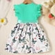 thumbnail image 4 of Odeerbi Niñas Algodón Rib Knit Floral Vestidos Verano Ruffle Manga Arco Princesa Vestido Niños Impreso Sin Mangas Cuello Redondo Rodilla Vestido, 4 of 7
