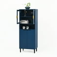 thumbnail image 6 of Trilenars Tall Storage Show Cabinet, Tall Kitchen Pantry Cabinet With 2 Glass Display Door & 2 Doors, Freestanding Modern Cabinet With Gold Handles For Bathroom, Living Room, 6 of 9