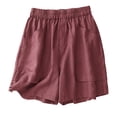 thumbnail image 5 of oqasdz Women's Linen Shorts Elastic High Waist Casual Loose Fit Solid Color Summer Shorts with Pockets Vintage Trendy Outdoor, 5 of 5