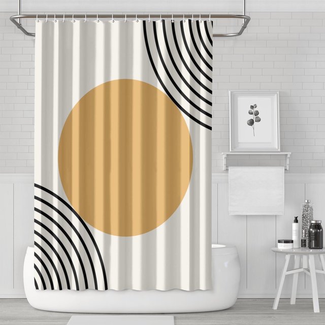 Bohemia Bathroom Shower Liner Shower Curtain Liner, Set with 12 Hooks and Polyester Material, Machine-Washable, Bathroom Curtain Fade-Resistant, Waterproof Weighted Hem Design, 72" W X 72" H