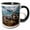 Black/White, variant on 3drose, Usa, Oregon, Newport. Brown Pelicans at Devils Punch Bowl., 11oz Two-tone Green Mug