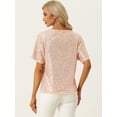 thumbnail image 3 of Blusa de Manga Corta con Lentejuelas para Mujer Camiseta de fiestas con Cuello Redondo Clubwear Top rosa champán S, 3 of 6