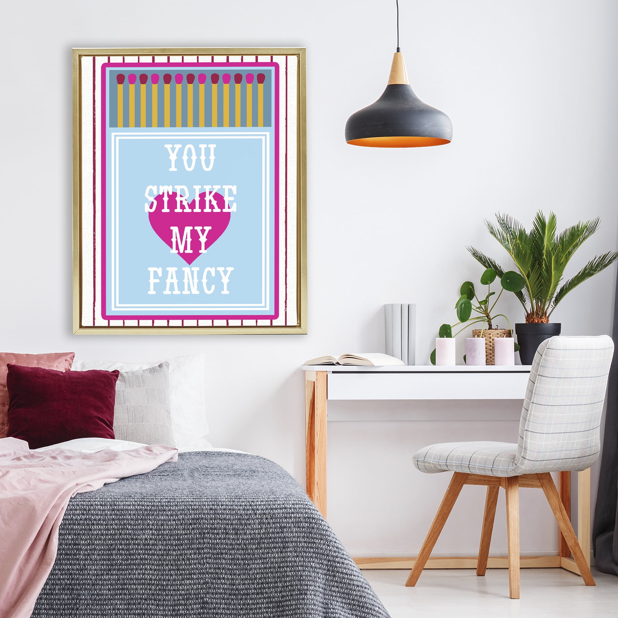 Stupell Industries You Strike My Fancy Gold Framed Floater Canvas Wall Art, design by Lil' Rue