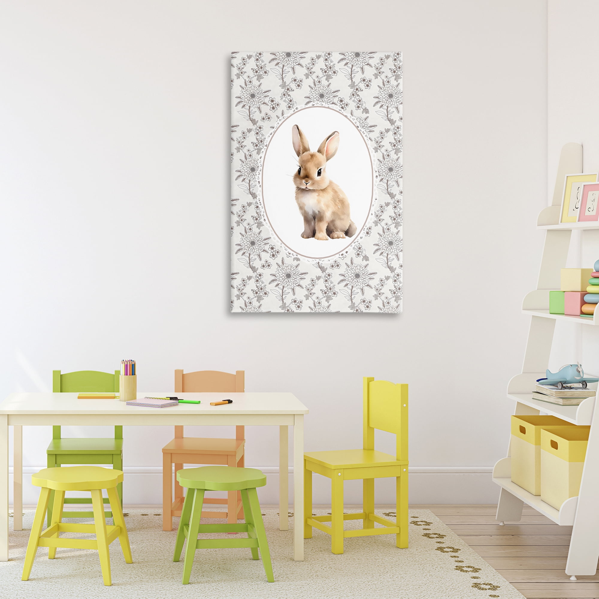 Stupell Industries Mauve Botanical Bunny Canvas Wall Art, design by Ink Drop Loft
