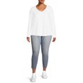 thumbnail image 3 of Terra & Sky Women's Plus Size V-Neck T-Shirt with Long Sleeves, 2-Pack, 3 of 5
