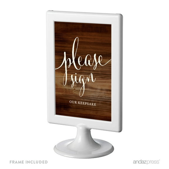 Sign Our Keepsake Framed Rustic Wood Wedding Party Signs
