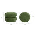 thumbnail image 4 of Nest 19.5" Low Round Upholstered Ottoman with Moss Green Fleeced Teddy Fabric, 4 of 6