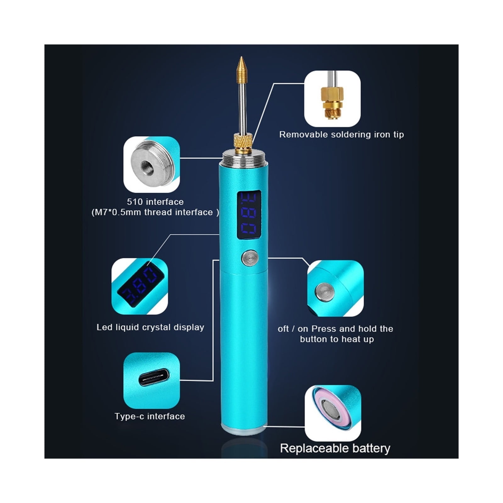Soldering Iron High-power Soldering Tool ,Professional Portable Rechargeable LED Display, Wirless Welding Tool ,Accurate Temperature Control