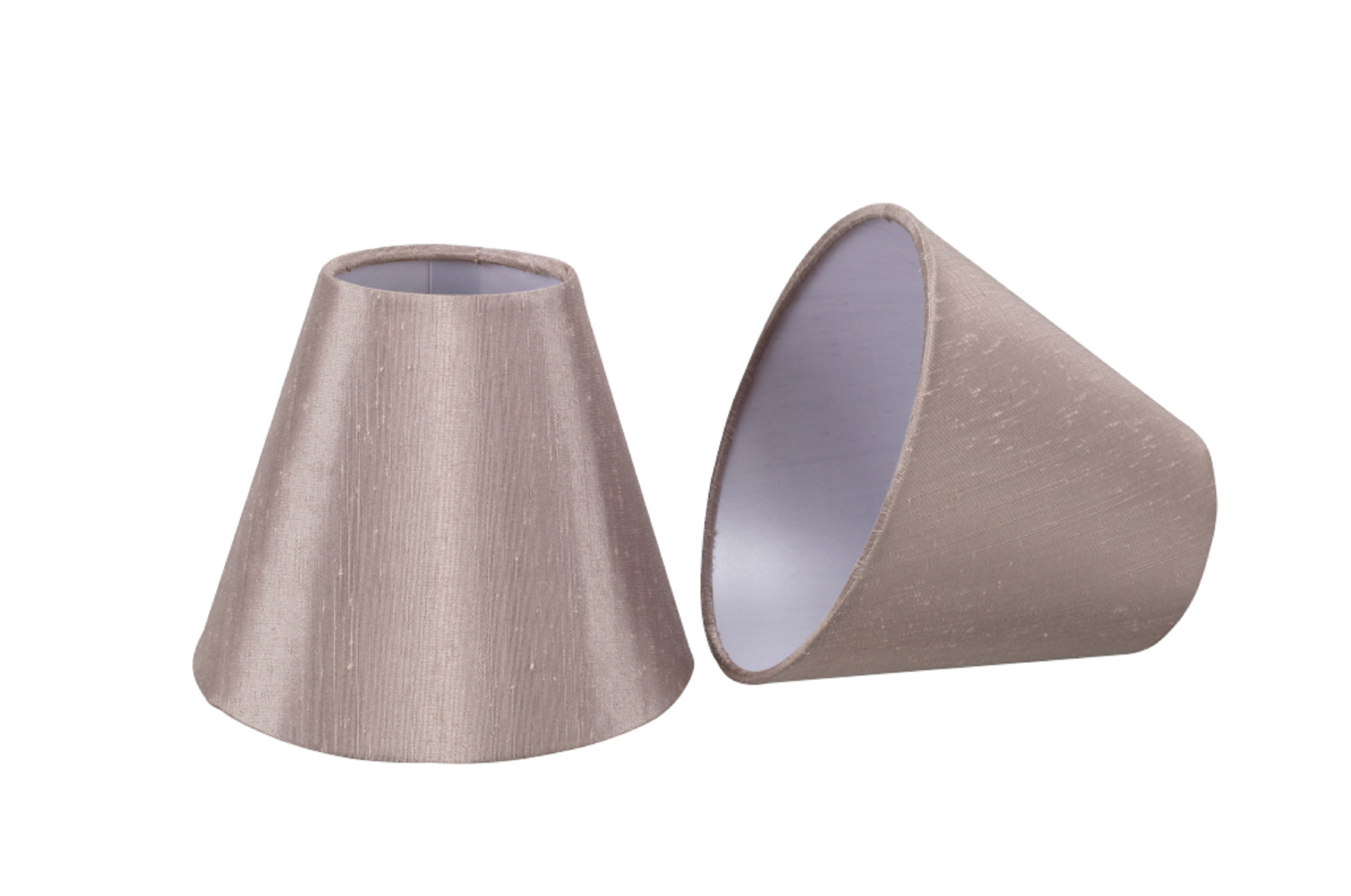 Taupe Faux Silk Empire Chandelier Lamp Shades, Set of 2