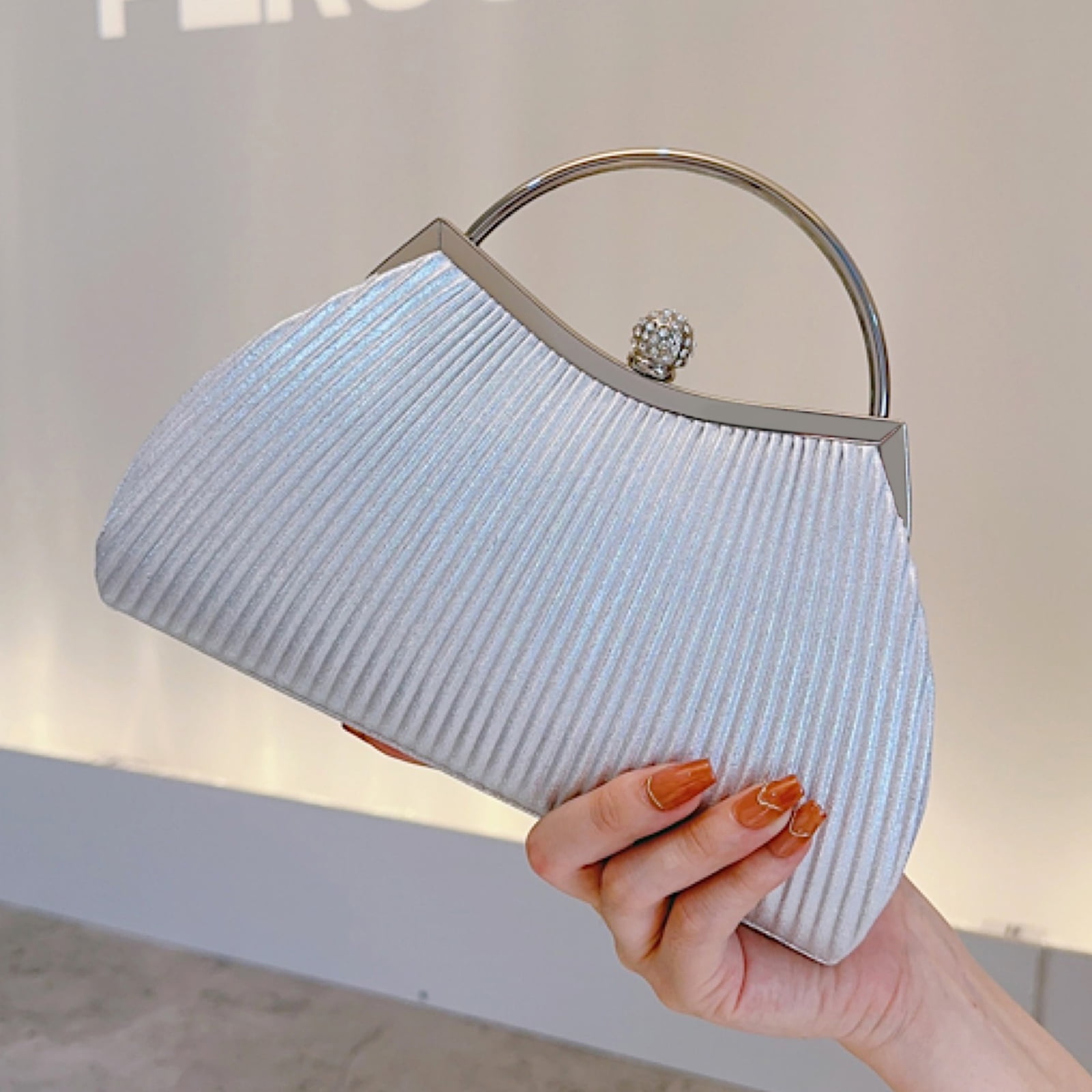 Clutch Purses for Women Evening Bags Party Clutches Handbag With Detachable Chain Strap for Cocktail Party Wedding Purses with Pleated