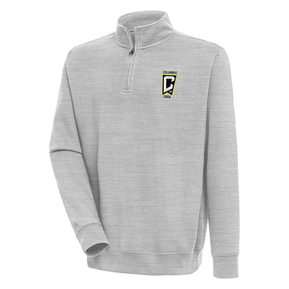 Men's Antigua Heather Gray Columbus Crew Victory Quarter-Zip Pullover Top