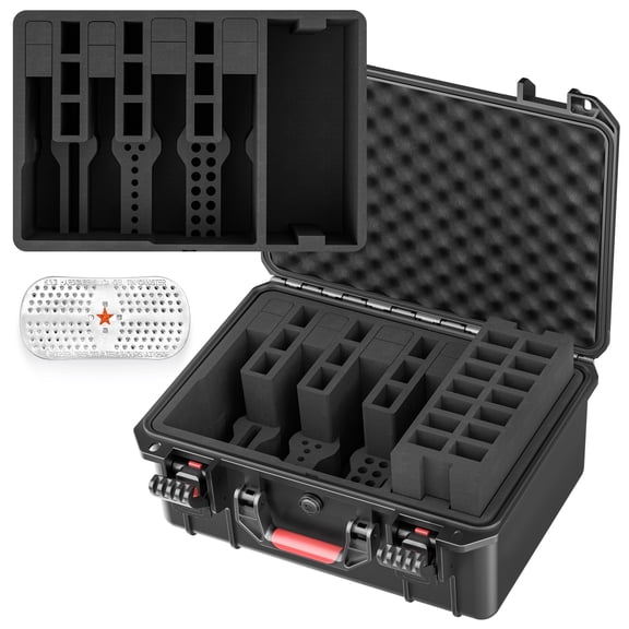 Kinghardcase Lockable Hard Handgun Storage Case with Pre-Cut Foam, 4-Slot Organizer, Dual Padlock Points, Desiccant, Black