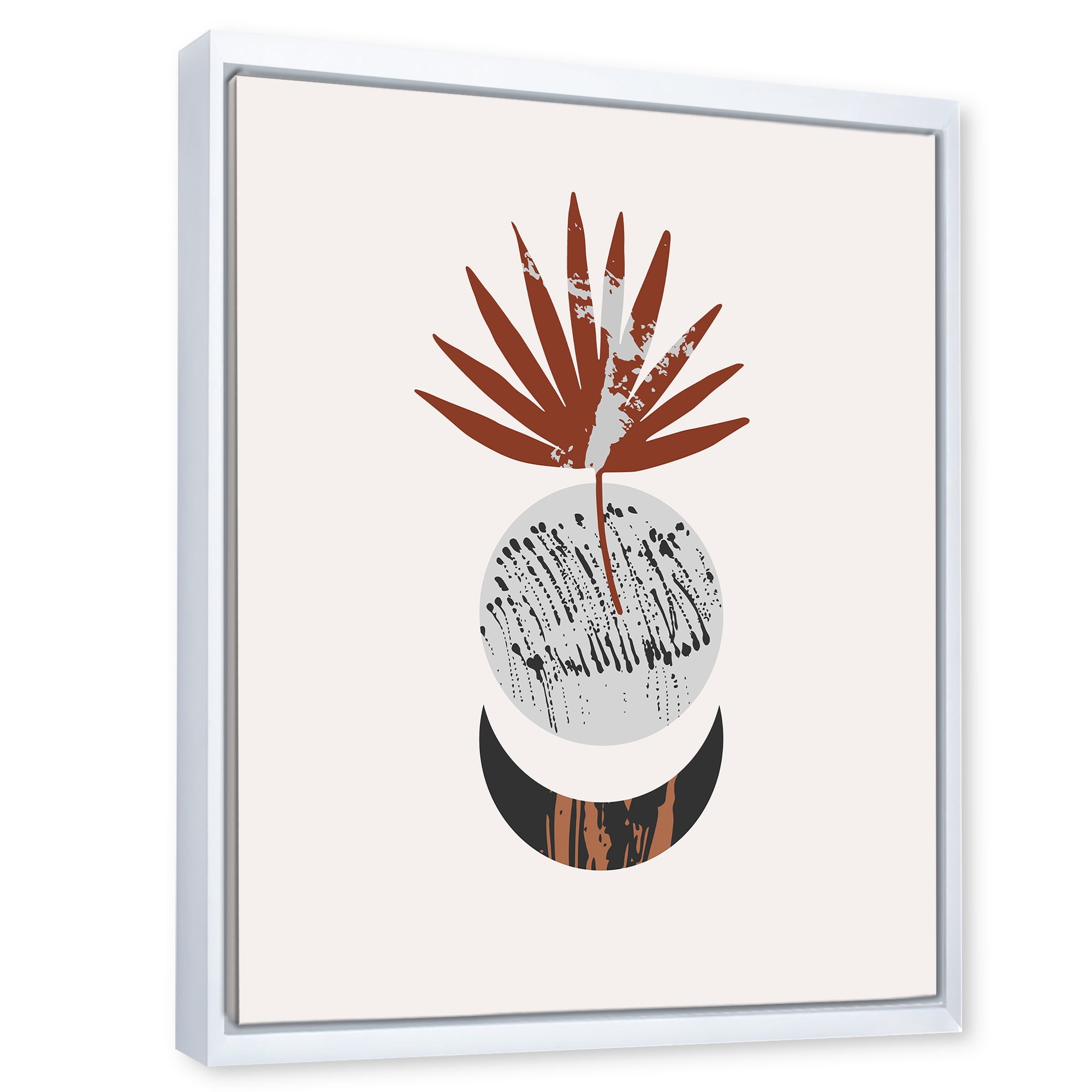 Designart 'Sun and Moon Shapes In Retro Terracotta Tones V' Modern Framed Canvas Wall Art Print