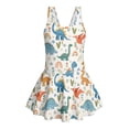thumbnail image 4 of COEQINE Girls One Piece Swimsuit with Skirt Sleeveless Cute Skirted Bathing Suit Hawaiian Swimwear for Kids 3-4 Years, Summer Swim Dress for Water Play, Dinosaur Rainbow White, 4 of 8