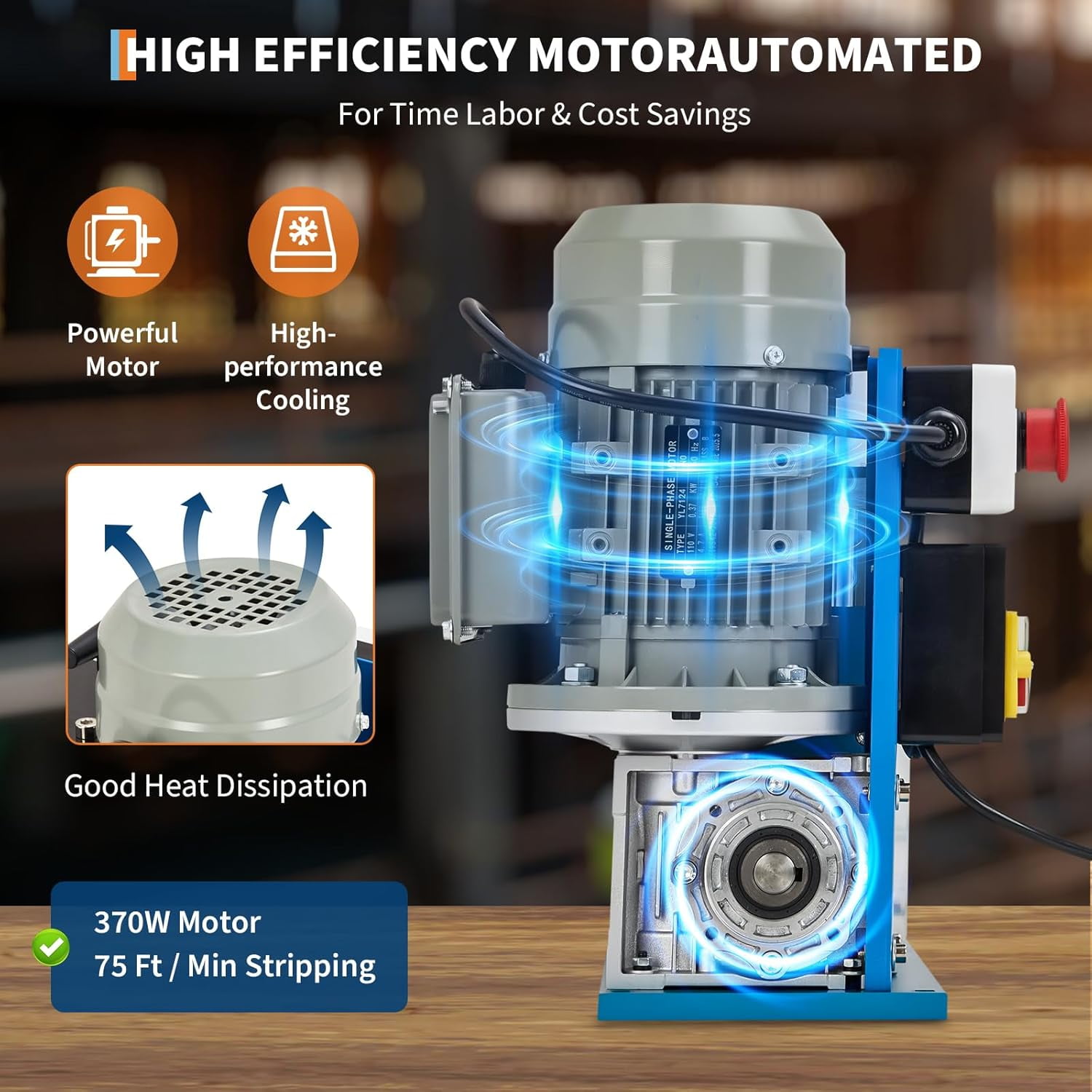 Professional Electric Wire Stripper Machine, 10-Channel Stripping Tool for Copper Wire 1.5-38mm, Aluminum Alloy Body with Acrylic Panel