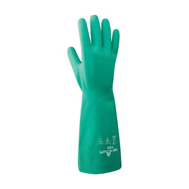Showa 7803059 Gants Chimiques en Nitrile Unisexes Intérieur & Extérieur, Vert - Extra Grand - Ensemble de 2