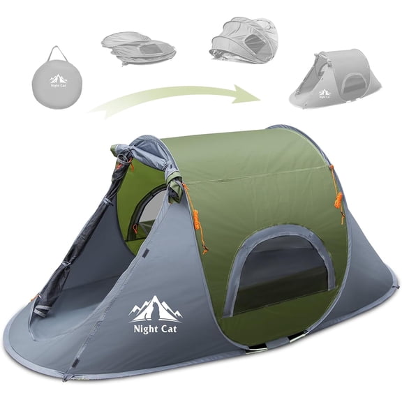 1 Person Waterproof Pop-Up Camping Tent Instant Setup Army Green