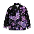 thumbnail image 4 of Uorisanigo Girls Half Zip Collar Sweatshirts Oversized Purple Butterfly Flowers Long Sleeve Pullover Crop Tops for Teen Girls Winter Clothes Fall Fashion Athletic Sweaters Pullover Jackets, 4 of 7