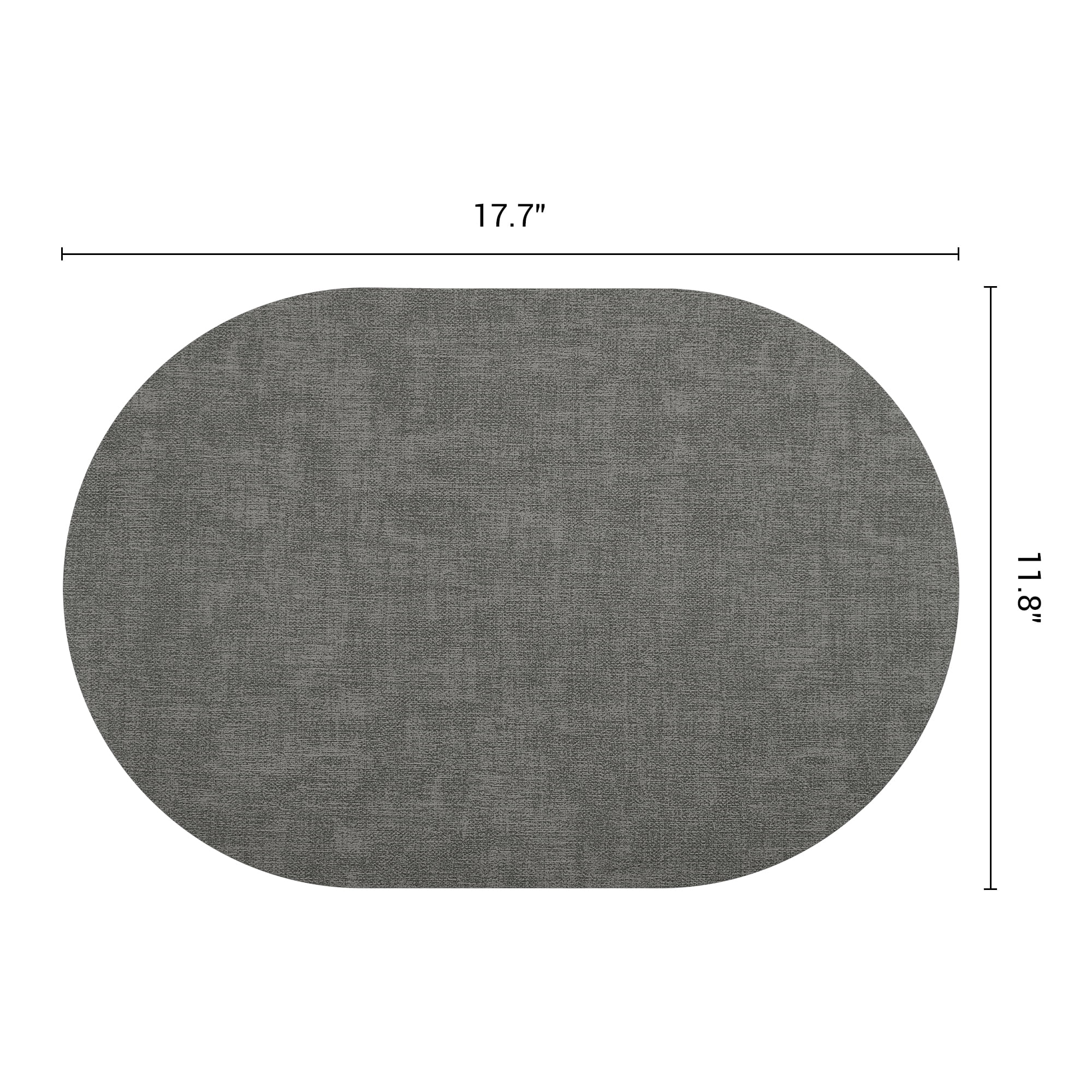 Unique Bargains 6pcs Oval Faux Leather Placemats Dark Gray 17.7"x11.8"