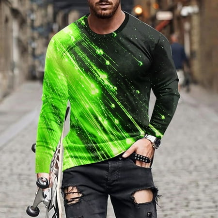 Big and Tall Shirts for Men Clearance S-4XL Plus Size Crewneck Pullover Long Sleeve Sweatshirts Trendy Shooting-Star Printed Basic Comfort Tees Tops