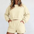 thumbnail image 2 of GZWYHT Sweatshirt and Shorts Set 2 Piece Sets for Women Sweat Shorts Set Bride Sweatsuit Shorts Sets Women 2 Piece Outfits Matching Sets Women Clothing Cute Lounge Sets for Women Travel Beige L, 2 of 6