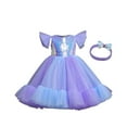 thumbnail image 3 of CUZIBR Girls Tutu Sequins Dress Ruffles Sleeveless Rainbow Glitter Tulle Long Dresses With Hairband Party Formal Gown Elegant Outfits,Purple,6-7 Years, 3 of 9