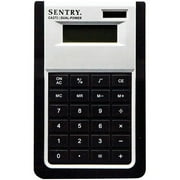Sentry Slimline Calculator with Stand, Silver/Black