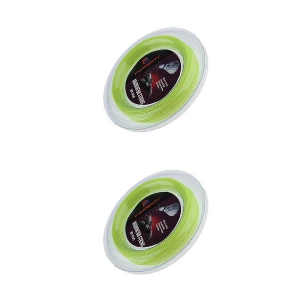 Toystoory Cuerda de raqueta de bádminton de nailon duradero de alta flexibilidad Amarillo fluorescente 200m 2piezas