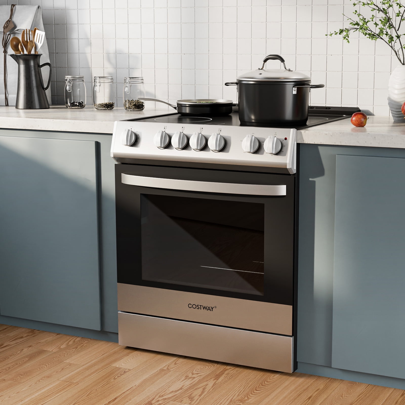 Costway Electric Range 30" Freestanding & Slide-in Kitchen Stove with Cooking Modes