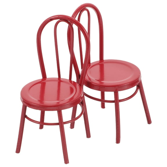 WORGEOUS 2pcs Miniature Dinning Chair 1:12 Scale Mini Metal Chairs Miniature Dollhouse Accessories For Diy Dollhouse Kitchen Furniture Decoration