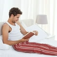 thumbnail image 5 of Logiee Stripes Red White Print Pajama Pants for Men,Men’s Pajama Bottoms,Mens PJ Pants with Pockets & Button Fly-Small, 5 of 6