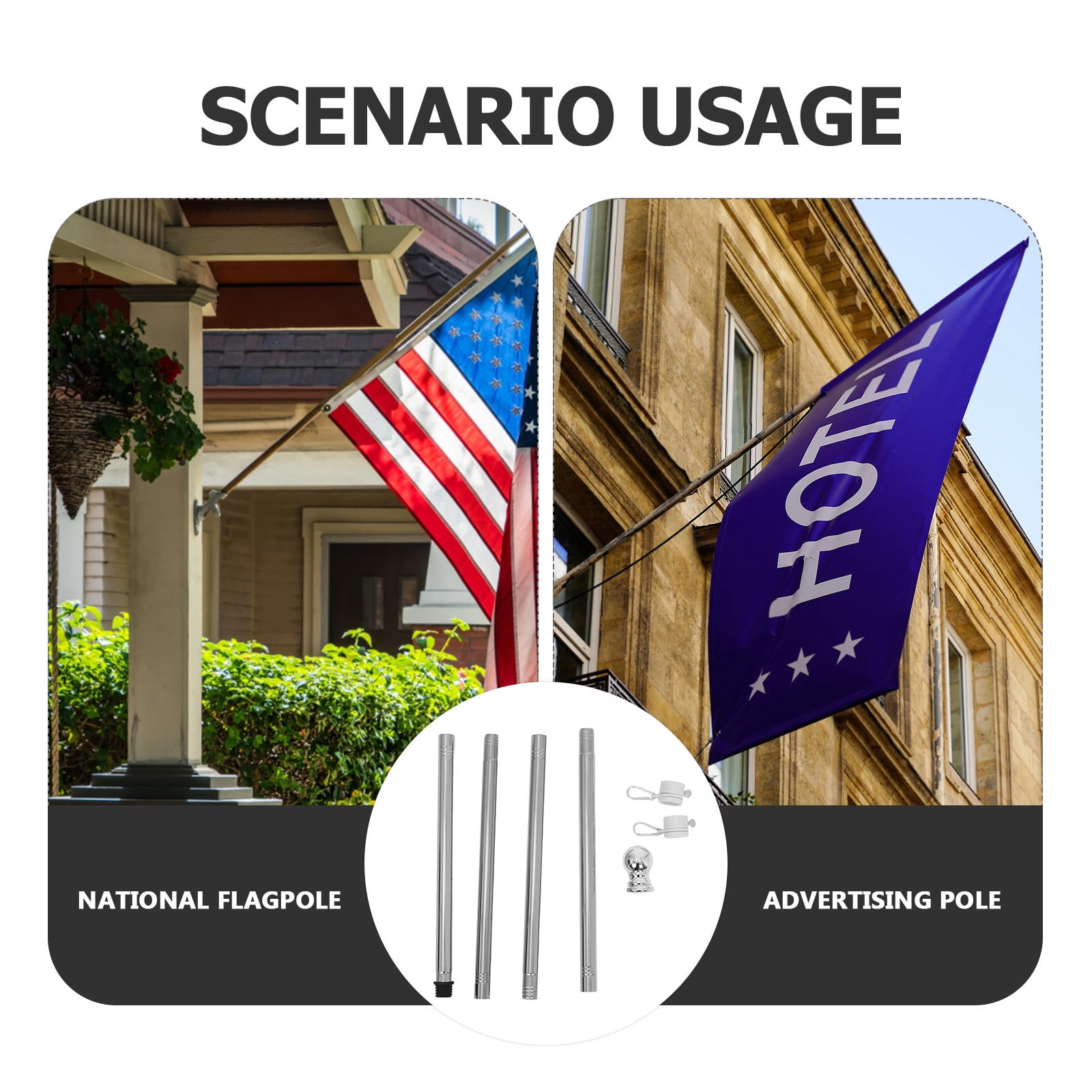 CRILSTYLEO Stainless Steel Flag Holder Wall Mount Stand for Outdoor Yard, Garden, Porch and Patio Decoration