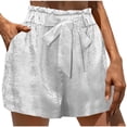 thumbnail image 2 of Pounoo Women's Shorts Drawstring Bow Satin Casual Bottoms Party Night Style Lightweight Shiny Relaxed Fit Gift, 2 of 6