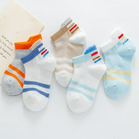 

SPRING PARK 5 Pairs Cartoon Kids Boys Girls floor socks Cotton Breathable Toddlers Middle Tube Floor Socks