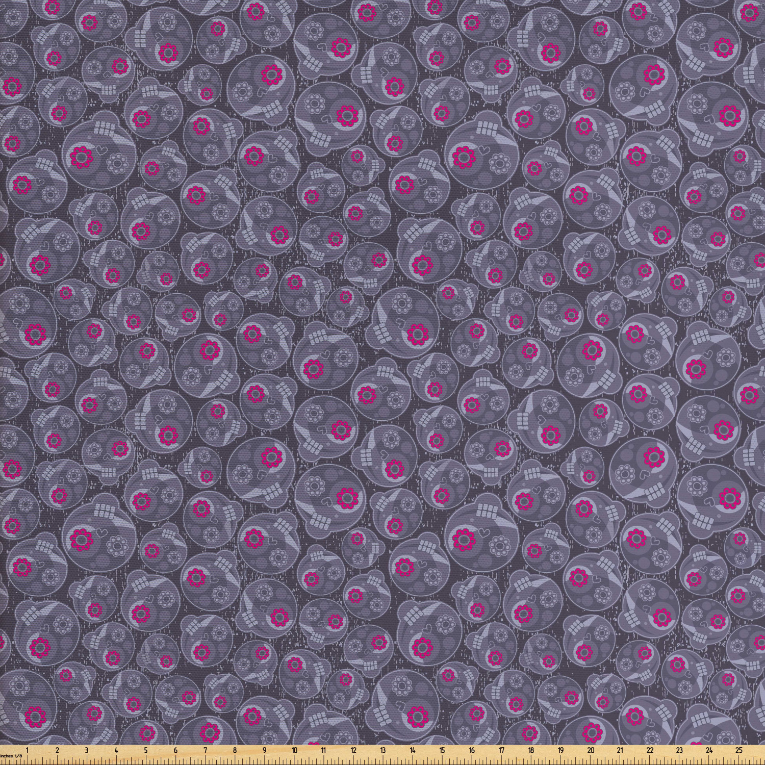 Sugar Skull Fabric by The Yard, Repetitive Pattern of Retro Style