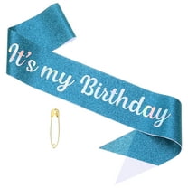 Uxcell It's My Birthday Glitters Sash for Women Party Favors Light Blue Fantasy