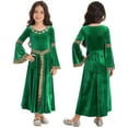 thumbnail image 1 of TiaoBug Robe à Manches Longues Évasées pour Filles Enfants, Robe de Princesse Médiévale, Robes Maxi Renaissance, Robes de Bal Vert 6, 1 of 7