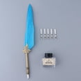 thumbnail image 3 of Bolígrafo artesanal de diseño original, juego de plumas de ave creativas, Azul, 3 of 9