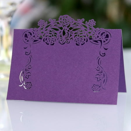 LABSERRON Place Card for Housewarming Dark Purple Iridescent Paper 50Pcs