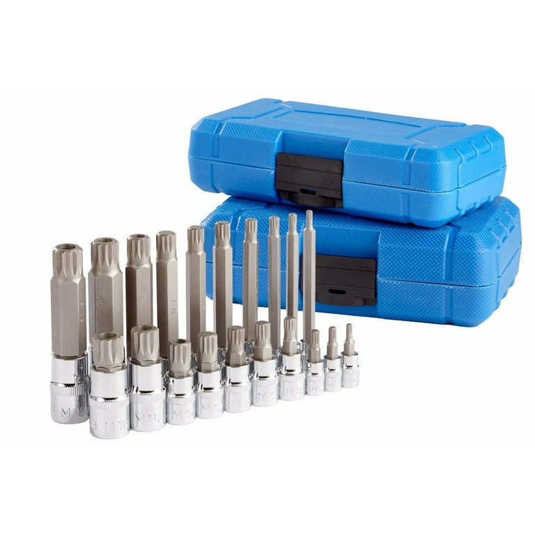 20pc XZN 12 Point MM Triple Square Spline Bit Socket Set Tamper Proof Bits Long