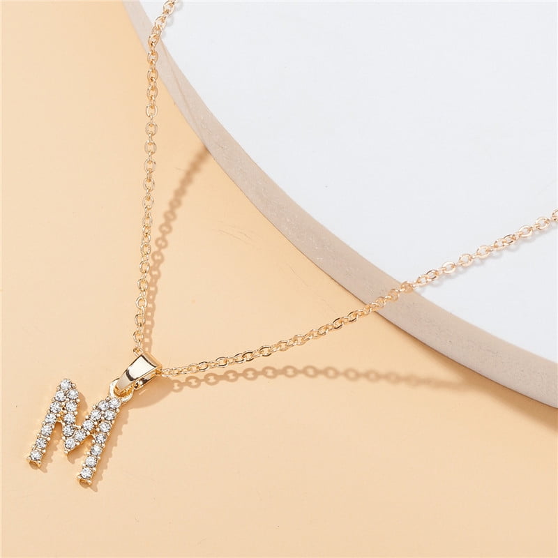 Initial Diamond Pendant Necklace for women 26 Letter Alphabet Jewelry