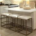 thumbnail image 3 of Home Square Modern Steel Metal Hide Counter Stool in Antique Brass - Set of 2, 3 of 4