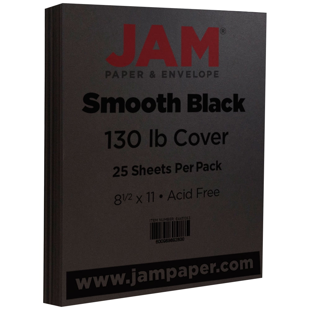 JAM Cardstock, 8.5 x 11, 130lb Black, 25/Pack