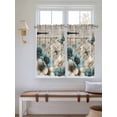 thumbnail image 2 of Teal Tulip Butterfly Bathroom Window Curtain, Beige Turquoise Floral Farmhouse Wooden Light Filtering Coffee Kitchen Curtains, Bedroom Living Room Curtains 2 Panel 84"x45", 2 of 6