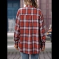 thumbnail image 4 of Camisa Abotonada para Mujer, Camisa A Cuadros, Larga, Solapa, Informal, para Negocios, Trabajo Rojo M, 4 of 10